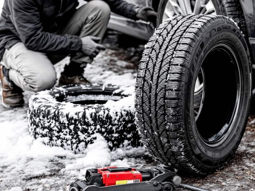 Summer tires on a car